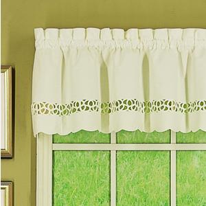Today's Curtain, Hellina Tapework Valance 14", Ecru, 60" W x 14" L