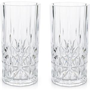 BELLAFORTE Shatterproof Tritan Plastic Tall Tumbler, Set of 2, 18oz - Myrtle Beach Drinking Glasses - Unbreakable Drinking Glasses for Parties - BPA Free - Clear