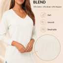 QUALFORT Women's V Neck Tunic Sweater Lightweight Long Sleeve Pullover (L)