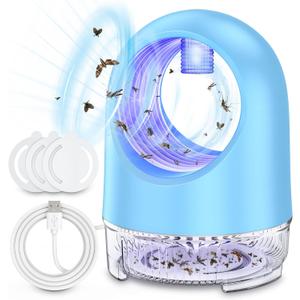 Fly Trap Indoor  Fly Traps for Home, Catch Fruit Flies, Gnats, Mosquitoes & Moths  Quiet Bug Catcher with Fan & Sticky Glue Boards (Blue)