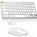 OMOTON Wired Keyboard and Mouse for Mac, iMac, MacBook, Portable Size Design, Plug and Play Keyboard with Dual Interface (Type-C & USB A), Mouse with USB A Interface ONLY, White