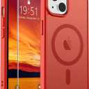 SUPFINE Magnetic for iPhone 14 Case & iPhone 13 Case (Compatible with MagSafe)(Military Grade Drop Protection) Slim Translucent Matte Shockproof Phone Cover,Red