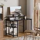 Pamray 33.5 Inch Small Computer Desk with Monitor Stand and Shelves