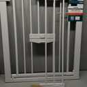 BABELIO New Version Baby Gate with Cat Door Adjustable,29-40" Metal Pet Door for Stairs & Doorways,Pressure Mounted,No Tools Needed,White