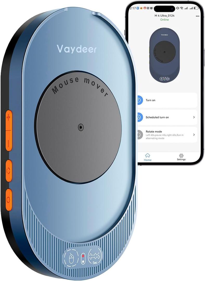 Vaydeer M4 Utra Mouse Mover with APP, Undetectable Mouse Jiggler Device with Remote Control and Timer Function, Driver-Free Shaker Wiggler Mouse Movement Simulation for Computer Awakening (Navy Blue)