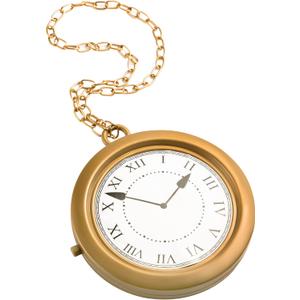 Spooktacular Creations Gold Clock Necklace Halloween Jumbo Gold Necklace White Rabbit Clock Hip Hop Rapper for Kids Women Men Halloween Party Decorations, White Rabbit Costume