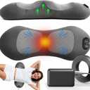 Upgraded 3-in-1 Portable Lumbar Pillow for Back Relief, Smooth Spine Triple Fusion Back Massager with Stretch, Vibration & Heat, Includes 5000mAh Power Bank for Deep Relaxation on Bed, Sofa & Car