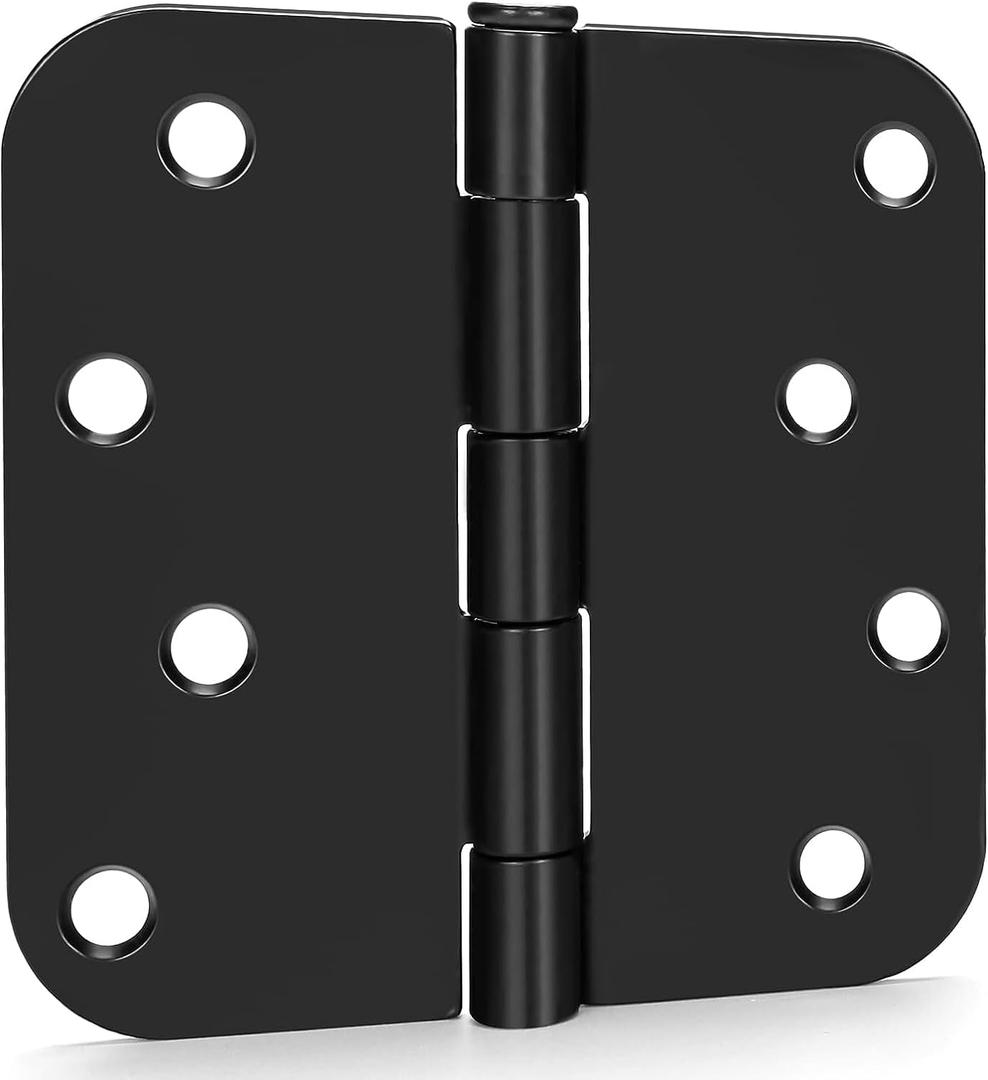 goldenwarm Pack of 6 Matte Black Heavy Duty Iron Door Hinges, 4 Inch x 4 Inch Interior and Exterior Black Door Hinges with 5/8" Radius Corners