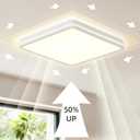 18 Inch LED Flush Mount Ceiling Light, White Ceiling Light Fixture with Side Light, 50W,4500LM, 2700K/4000K/6000K CCT Selectable, Square Lamp for Bathroom, Closet, Kitchen, Hallway, Bathroom