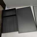 Desk Organizer and Accessories, 2-Tier Computer Monitor Stand Rise with Storage Drawer & 2 Pen Holders, Laptop & Printer Stand for Desktop, Workspace Organizers for Office Supplies (Black Wood)