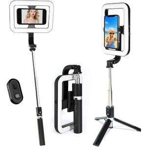 Foldable Selfie Light with Stand,54" Extendable Phone Holder Selfie Stick with Dimmable LED Lights and Remote,Ring Light Tripod for Video Recording/Live Stream/Makeup/Photography/YouTube/TikTok