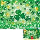 St Patricks Day Photography Background Lucky Shamrock Bokeh Background Golden Green Irish Festival Newborn Baby Kids Party Supplies Banner Props (94x70inch(8x6FT))
