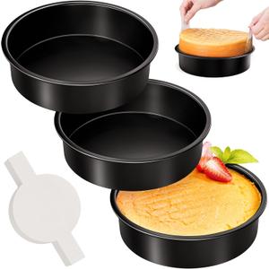 8 Inch Round Cake Pan Set of 3, Nonstick Baking Pans with 90PCS Parchment Paper, Dishwasher Safe