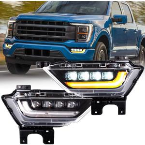 LED Fog Light w/Running Turn Signal Compatible for 2021 2022 2023 Ford F150 XLT Fog Light Set Full Led Light Bumper Fog Lamps Assembly