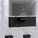 SONGMICS BELLAH Collection - Dresser for Bedroom, TV Stand for TVs Up to 70 Inches, Chest of Drawers for Living Room, Closet, Steel, 9 Drawers, Modern, Ink Black ULGS233BH02S, 13.8"D x 68.4"W x 26.8"H