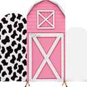 Cartoon Arch Backdrop Cover Set of 3 House Arch Covers Spandex Stretch Cow Backdrop Stand 4ft, 5ft, 6ft for Wedding Birthday Banquet Ceremony Decoration(Pink,Cloud)