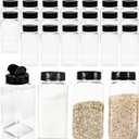 24 Pack 17 oz Plastic Spice Jars with Black Cap Empty Seasoning Bottles with Shaker Lids Clear Square Spice Bottles for Storing Spice Salt
