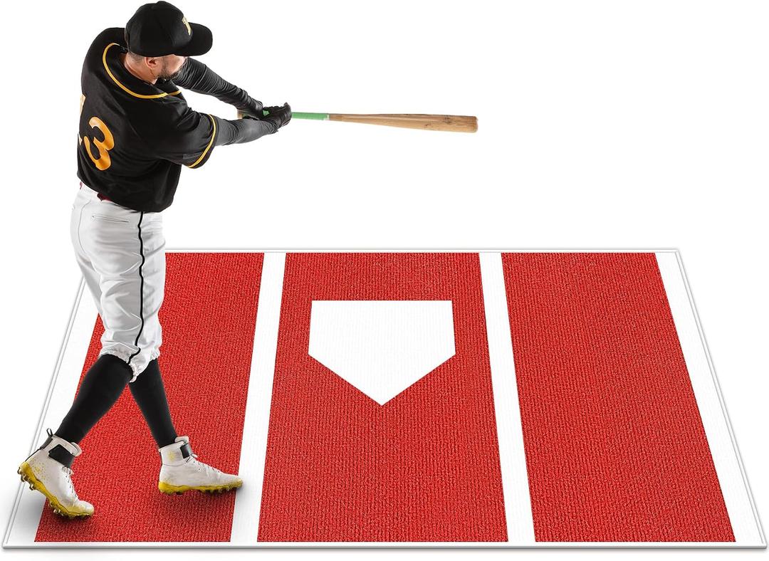 6 x 4 FT Baseball Hitting Mat, Portable Batting Mat with Home Plate | Non-Slip TPR Backing, Home Plate Stance Guide, Ideal for Baseball Hitting, Softball Batting, Outdoor & Indoor Practice