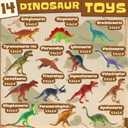 Zippytots Dinosaur Toys for Kids 3-5-7-14 Realistic Plastic Dinosaur Figures with Metal Storage Box & Learning Booklet - Educational Dino Figure Toys for Boys Girls Toddlers