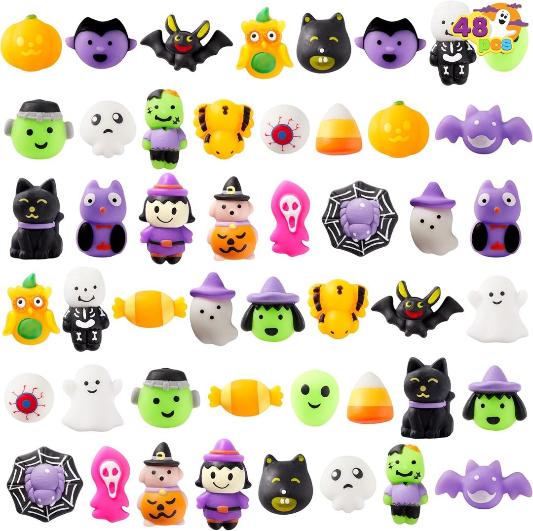 JOYIN 24 Pcs Halloween Mochi Squishy Toys, Halloween Classies Character Squishy Toys for Halloween Christmas Party Favors, Boys & Girls Birthday Gifts, Classroom Prize, Goodie Bag