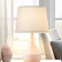 Table Lamp 18.63 Ceramic Lamp Classic Beside Lamps Nightstand Lamp Modern Bedside Lamp for Living Room, Bedroom & Office Rocker Switch, 
Pink-LED Bulbs Included