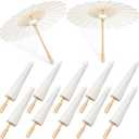 10 PCS 33 Inches White Paper Umbrellas, Oiled Chinese & Japanese Style White Parasols, White Paper Parasols Umbrellas Bulk for DIY Painting, Wedding, Bridal Party, Ceiling Decoration