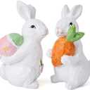 Easter decorations - easter bunny decorations indoor- Resin Spring rabbits for home -Bunny statues for indoor tabletop decor,Adorable small rabbit figurines for easter table decor,office,gifts