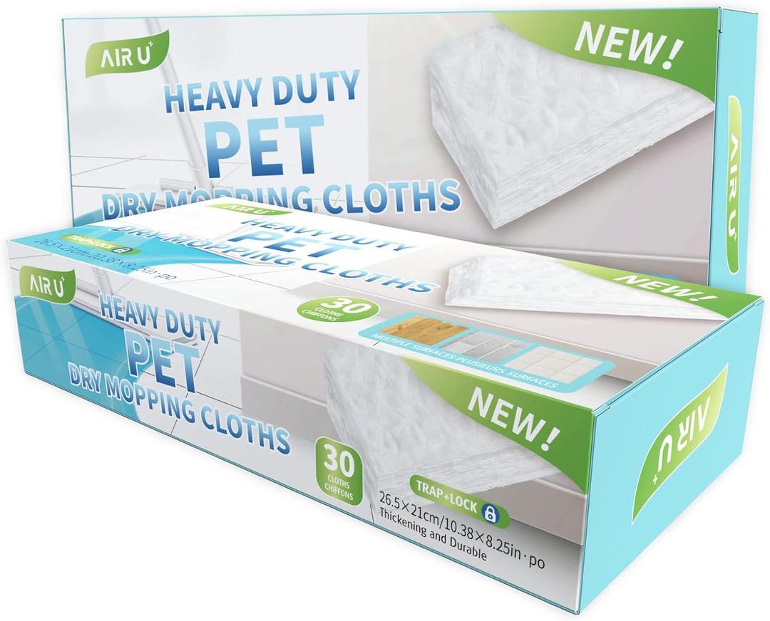 AIR U+ Upgraded Heavy Duty Pet Dry Sweeper Pads for Swiffer Dry Sweeping Cloths Refills, 30 Count