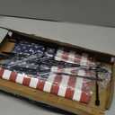 TOPFLAGS Garden Flag Stand with American Flag Garden Flag Heavy Duty Metal Yard Flag Holder Pole Stake Small Flag Stands for Garden Flags 12 x 18 with Clips and Stopper