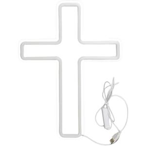 Jesus Wall Decor LED Light Signs USB Powered Cross Neon Signs God Holy Crucifix Hanging LED Cross Light Decorations for Religious Room Church Christmas Easter Christian Gift