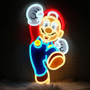 Neon Sign, Gaming Neon Lights with Ten Brightness Settings for Game Room Decor Bedroom Pub Club Wall Art Decor Kids Boys Girls Gifts (Ma-rio)