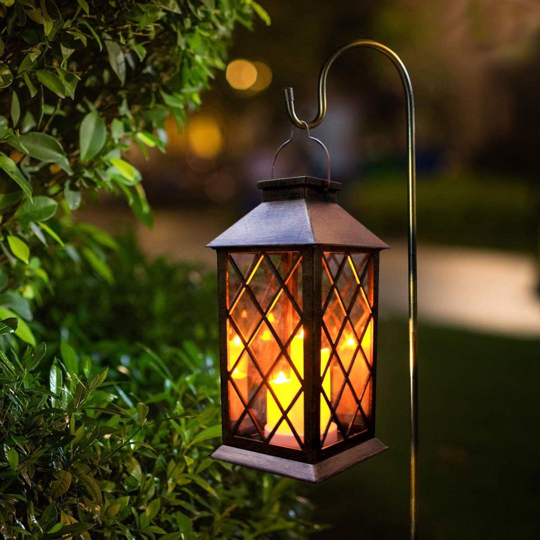 Solar Lantern Outdoor,Garden Hanging Lantern- PVC Waterproof 3 LED Flickering Flameless Candle Decorative Lights for Table,Outdoor,Party(1 Pack)