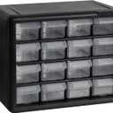 Akro-Mils 16-Drawer Plastic Drawer Storage Cabinet for Garage Organization, Beads, Makeup Organizer, Building Bricks Storage, Teacher Toolbox, 10-1/2-Inch W x 6-1/2-Inch D x 8-1/2-Inch H, 10116 Black