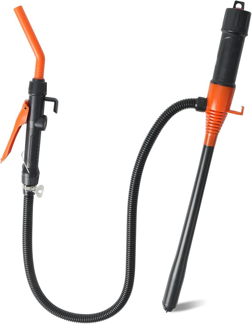 Portable Fuel Transfer Pump, 2.6GPM Battery Powered Fluid Siphon Pump with Adjustable Flow Nozzle - Universal for Gasoline, Diesel, Water Transfer, Battery Gas Pump for Mechanic,Home,Outdoor Use (Black&Orange)