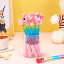 Tinlade 14 Pieces Valentine's Day Pen Cartoon Gel Ink Cute Rainbow Glitter Crystal Pen Funny Pens for Office Valentine's Day Work Supplies Party Favors (Heart Style)