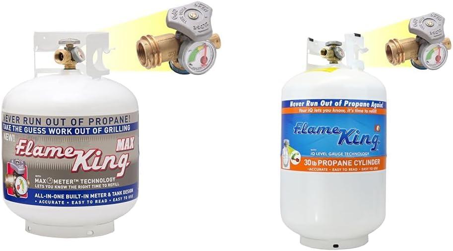 Flame King 20 lb and 30 lb Steel Propane Tanks with OPD Valve, Built-In Gauge