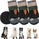 SlowTon Dog Shoes for Large Dogs - Waterproof Dog Boots for Summer Hot Pavement, Paw Protector for Outdoor Walking Winter Snow, Anti-Slip Rubber Dog Booties for Hardwood Floor (Black, 7) 