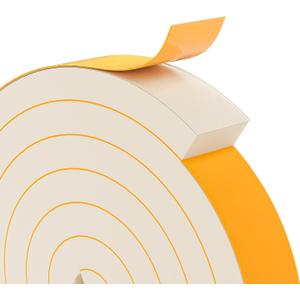 1" x 2" EVA Foam Weather Stripping Tape, 6.5FT Self-Adhesive Foam Seal Strip for Large Door & Window Gaps, White