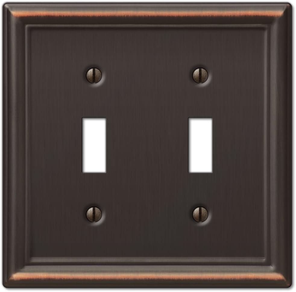 Amerelle 149TTDB Chelsea Wallplate, 2 Toggle, Steel, Aged Bronze, 1-Pack