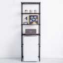 4 Tier Mini Fridge Shelf with Storage for Dorm, Black, 23.6 inches x 17.8 inches x 73 inches