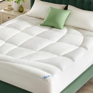 BEDLORE King Mattress Topper, Thick Tencel Blend Pillow Top Mattress Pad, Soft and Breathable Mattress Cover for Back Pain Relief, Deep Pocket Design Fits 618 Inches Mattresses(White)