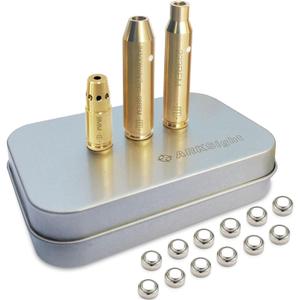 Laser Boresighter Kit, Red Laser Brass Chamber Bore Sight Kit for Rifle Scopes and Handgun
