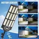 15000W Large Solar Street Lights Outdoor Waterproof 2 Pack, Heavy Duty Solar Parking Lot Lights with Remote Control and Motion Sensor, Pole or Wall Mount, for Commercial Yard Driveway Barn