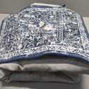 KILOCOCO Area Rug 9x12 Living Room Rug Washable Printed Vintage Floral Non Slip Soft Rubber Backed Indoor Bedroom Rugs for Laundry Room Kitchen Playroom Moroccan Area Rugs, Blue (Blue/Navy/White)