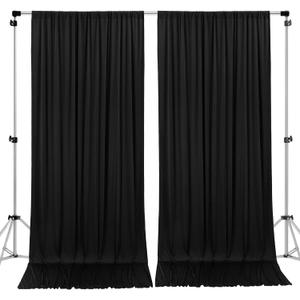 AK Trading CO. 10 feet Wide x 12 feet Long Polyester Backdrop Drapes Curtains Panels with Rod Pockets - Wedding Ceremony Party Home Window Decorations - (Black)