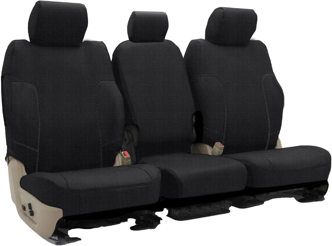 ESMING Front 40/20/40 Oxford Fabric Seat Covers for Ford F150 XLT/Lariat 2014 for Ford F250 F350 F450 F550 XLT Lariat 2015-2021 Front 40/20/40 Split Bench with Center Console-Black