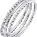 Amazon Essentials 14K Gold or Rhodium Plated Sterling Silver Stacking Ring Set of 3
