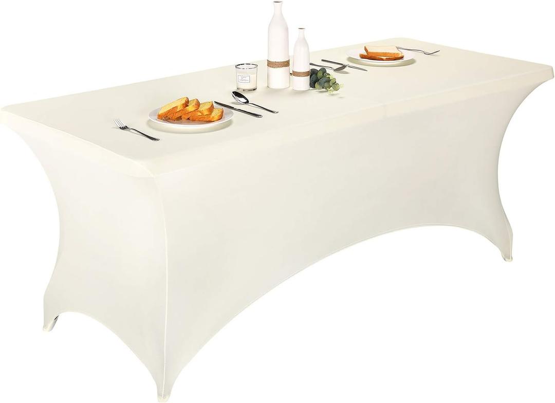 LZY Spandex Fitted Stretch Table Cover for 6 ft or 4ft or 8ft Folding Table, Rectangular Cocktail Tablecloth, Perfect for Party or Banquet