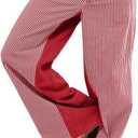 PEIHOT Low Rise Striped Pants for Women Pull On Drawstring Boho Wide Leg Jeans Trendy 2026 (Red, XL)
