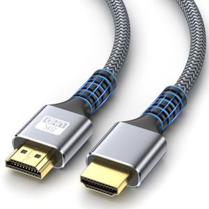 8k Hdmi Cable 6.6ft Ultra High Speed HDMI 2.1 Cable 8K@60HZ 4K@120HZ 48Gbps HDMI Cord for HDTV,PS4,PS5,Monitor Laptop,Xbox,HDCP 2.2&2.3 Support HDR,eARC,Ethernet,Dolby.(Silvery)